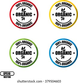 100% organic Button, label and sign - Vector illustration