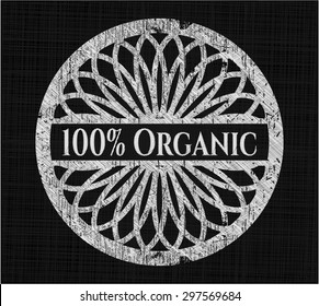 100% Organic chalk emblem written on a blackboard