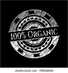100% Organic chalk emblem written on a blackboard