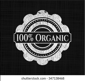 100% Organic chalkboard emblem on black board