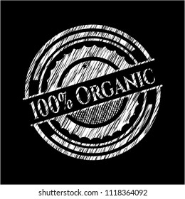 100% Organic chalkboard emblem written on a blackboard