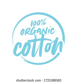 100% Vector de Algodón Orgánico Logotipo de texto Fondo para la ilustración