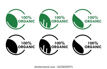 100% organic design logo template illustration