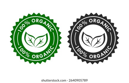 100% organic design logo template illustration
