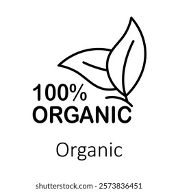 100% Organic. Design representing natural, toxin-free, and sustainable products for eco-conscious consumers.