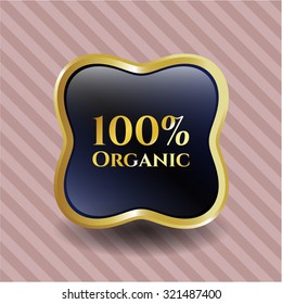 100% Organic gold badge or emblem