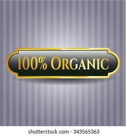 100% Organic gold badge or emblem