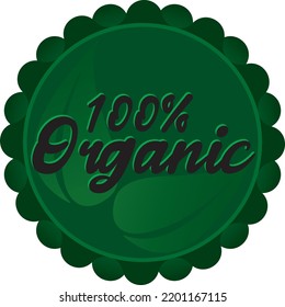 100% Organic green stamp vector illustration