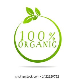 100% organic health design with vector leaf