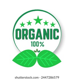 100% organic icon label, badge