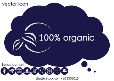 100% organic icon vector illustration eps10