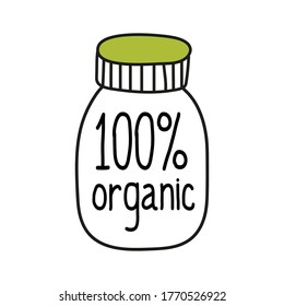 100% organic. The inscription on the bottle.