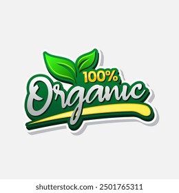 100% organic label badge sticker logo concept