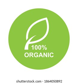 100% Organic Label Icon Vector