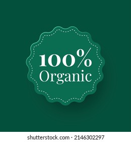 100 % organic label illustration template design