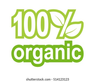 100% Organic label, vector illustration
