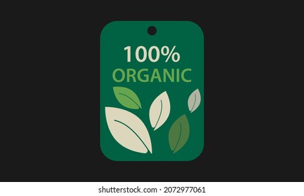 100% organic leaf and lettering elements in long squares. flat abstract design logo icon concept