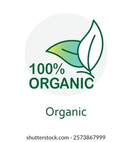 100% Organic. Leaf-based symbol ideal for promoting organic and sustainable brands.