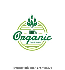 100% Organic Natural Badge Label Seal Sticker logo design