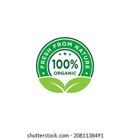 100% Organic Natural Badge Label Seal Sticker logo design