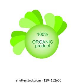 100% organic product label. Vector ecology nature element. 