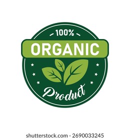 Emblema de Vector de hoja de Producto 100% orgánico