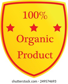 100% organic product shield, vector illustration