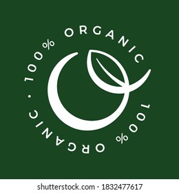 100% organic product vector icon logo