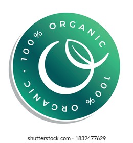 100% organic product vector icon logo