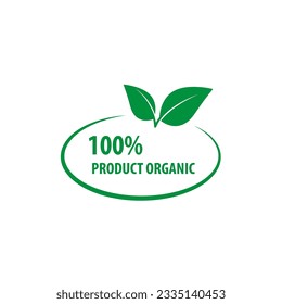 100% Organic Products. Natural product, only natural ingredients stamp, organic product icon