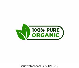 100% Organic Pure Natural Badge Label Seal Sticker logo design inspiration