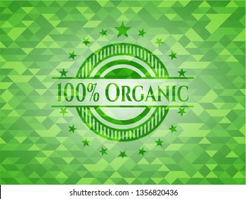 100% Organic realistic green mosaic emblem