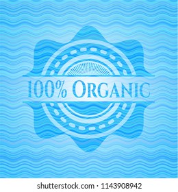 100% Organic sky blue water wave badge.