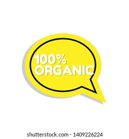 100% organic speech bubble.sign,label,tag.vector illustration