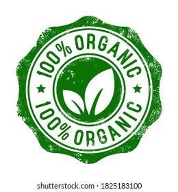 100% organic stamp. Bio label for healthy food. Fresh Eco Vegetarian Products

