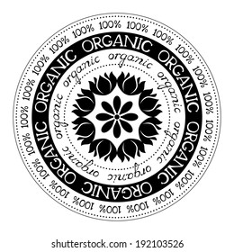 100% organic stamp label, vector