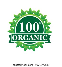 100% organic stamp logo