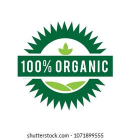 100% organic stamp logo