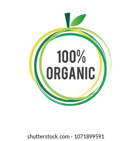 100% organic stamp logo