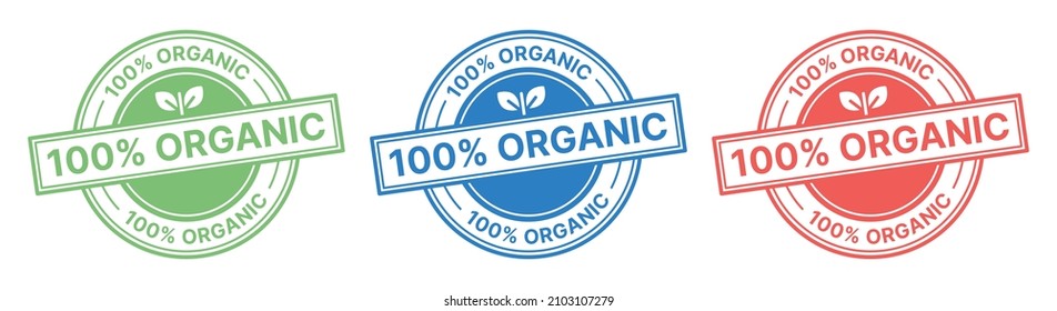 100% Organic stamp vector set. Organic ingredients concept