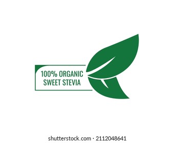 100% organic stevia icon vector illustration 