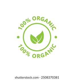 100% Bio-Aufkleber für Verpackungsdesign. Etikett, Aufkleber, Symbol oder Stempel aus ökologischem Landbau. Vektorsymbol. Biologische Lebensmittel ohne Zusatzstoffe