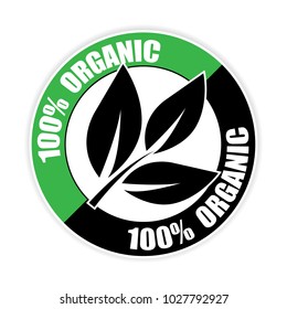 100% organic sticker,vector illustration