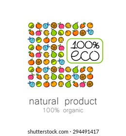 100% organic - template logo for natural organic products

