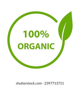 100% organic text effect logo icon vector for your website design, logo, app, UI. illustration