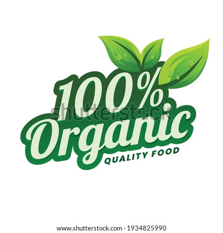 100% organic text effect logo concept
