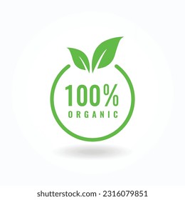 100% organic vector logo design template