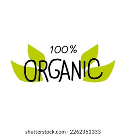 100% organic vector logo label design illustration