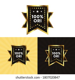 100% original badge. one hundred percent original product tag design. luxury badge original product