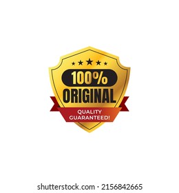 100% original gold label luxury quality guaranteed product luxury elegant business icon for product logo design. shield